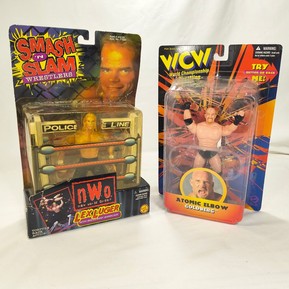 WCW nWo Goldberg Lex Luger Wrestling Action Figures New in Packaging